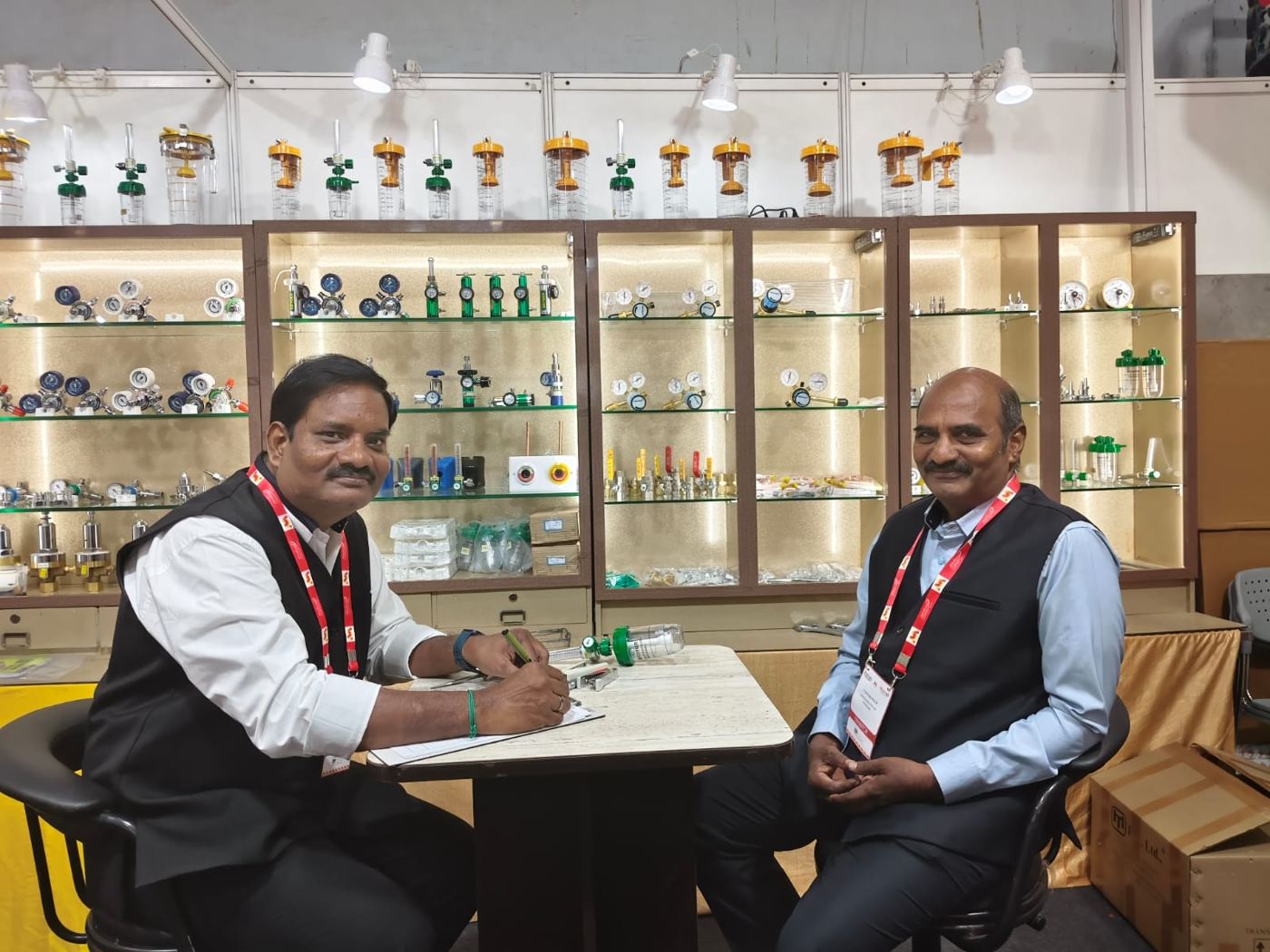 Medicall Exhibition - Directors at the medical gas equipment display